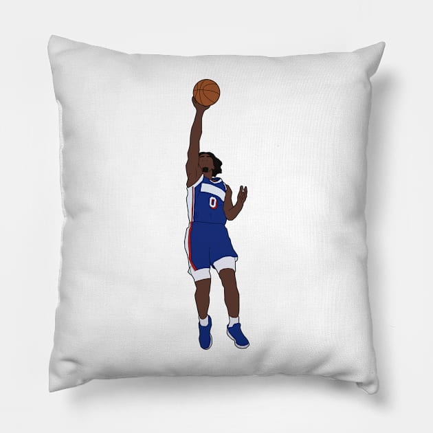 Tyrese Maxey Floater Minimal Pillow by whelmd