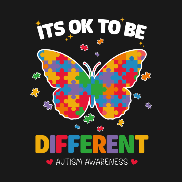 Autism Awareness Butterfly Acceptance Its Ok To Be Different Kids Women Girl by ANAREL