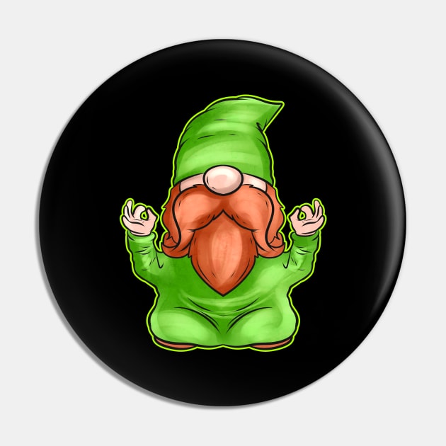 Meditating Gnome Doing Yoga For St Patricks Day Pin by SinBle