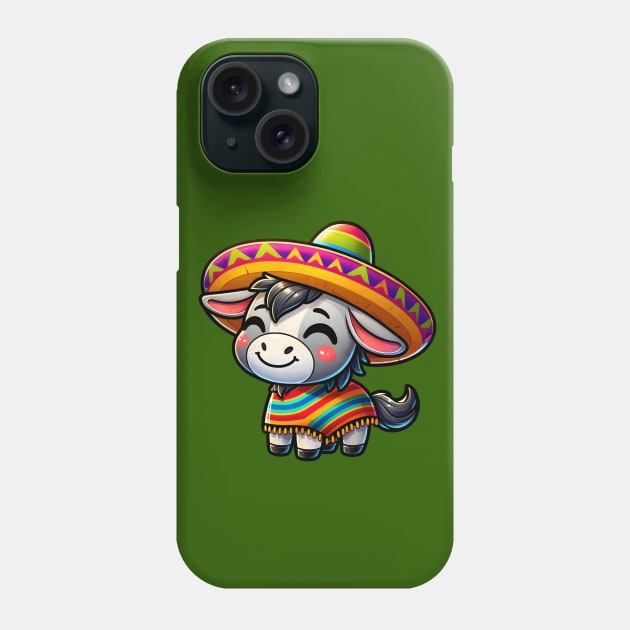 Cute donkey with sombrero Cinco De Mayo Phone Case by alcoshirts