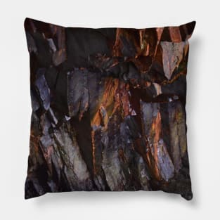 Textured Cave Walls in Copper and Dark Brown Pillow