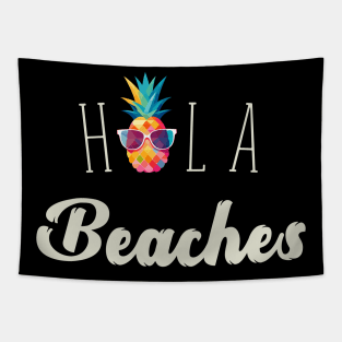 Hola Beaches Geometric Pineapple With Sunglasses Summer Tapestry