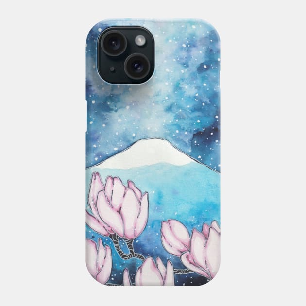 Night Sky and Magnolias Phone Case by bukkbianka