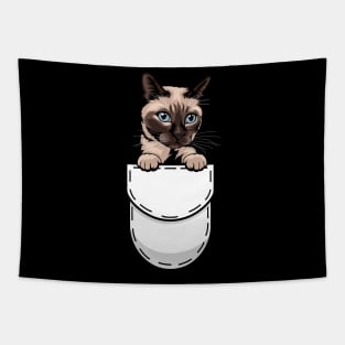 Funny Siamese Pocket Cat Tapestry