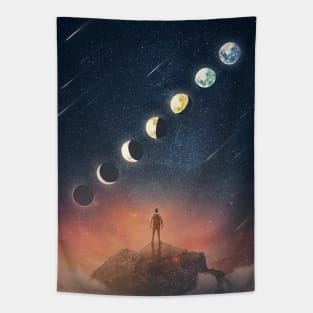 moon phases scene Tapestry