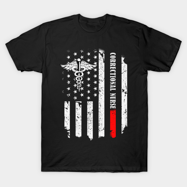 Correctional Nurse American Flag Thin Line Nursing - Nurse - T-Shirt ...