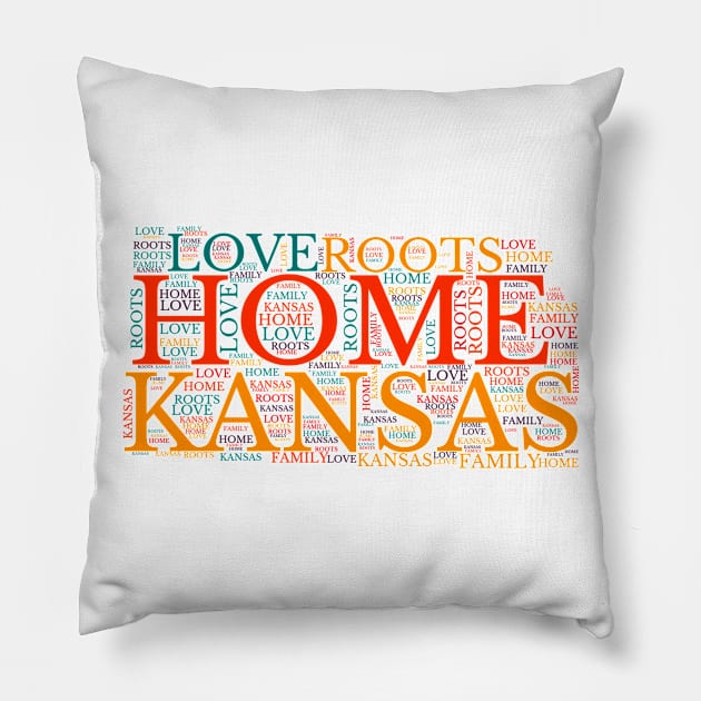 Kansas State Home, Love, Roots and Family Map Pillow by maro_00