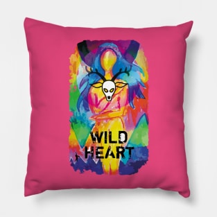 WILD HEART girl portrait in vivid colors Pillow