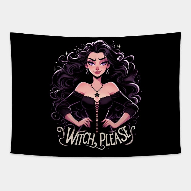 Witch, Please - Sorceress in a Black Dress - Dark Fantasy Tapestry by Fenay-Designs