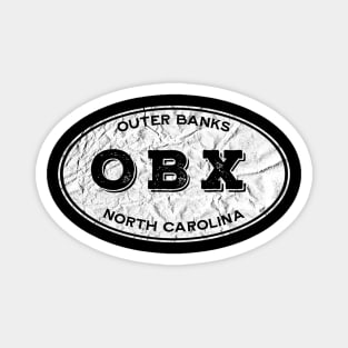 OBX Oval in White Distressed Magnet