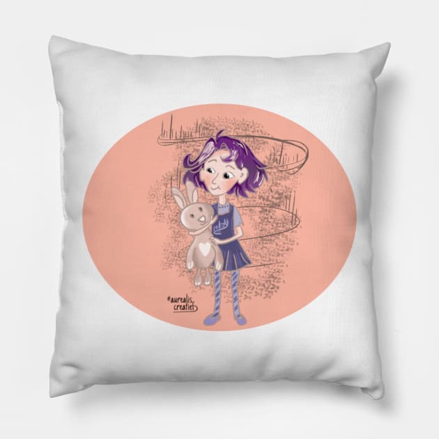 Bunny and kid Pillow by Aurealis