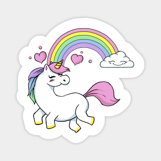 Sweet Unicorn in rainbow world Magnet