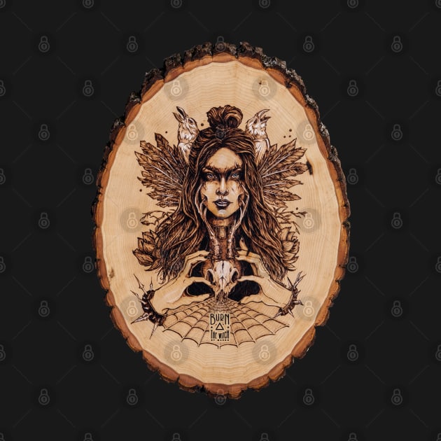 Skadi - nordic goddess pyrography print, wood texture by BTW-byMargo