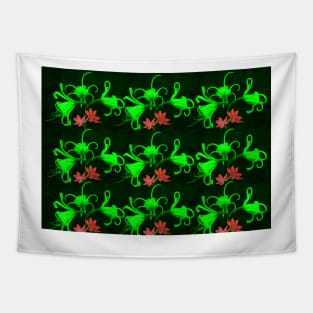 Lilies in Red and Green Tapestry