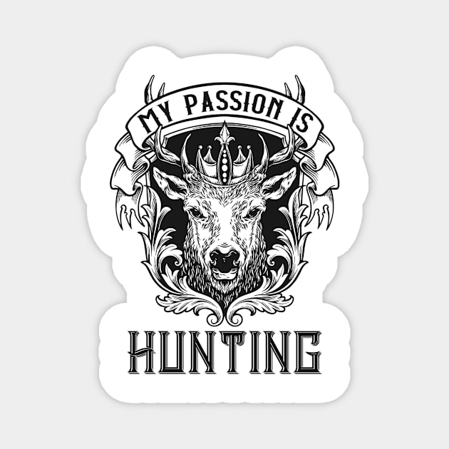 Hunter Deer Illustration Hunting Gifts Magnet by Foxxy Merch