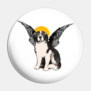 Sad dog angel with glasses Pin