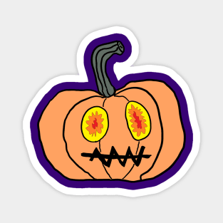 Flaming Eyes Scary Mouth Halloween Pumpkin Design Magnet