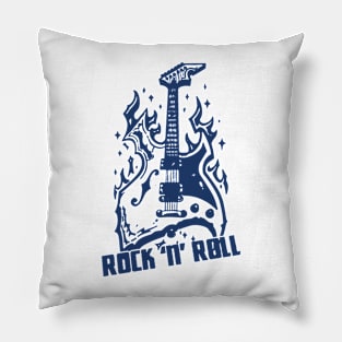 rock n roll flame guitar Pillow