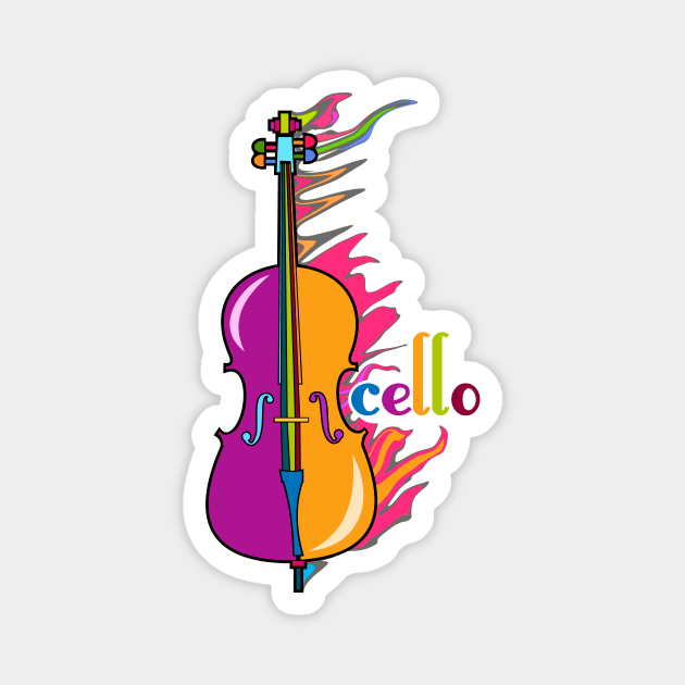 Fun, Colorful Cello Magnet by evisionarts