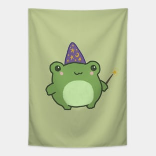 Cute Frog Disguised as a Wizard with Magic Wand Tapestry