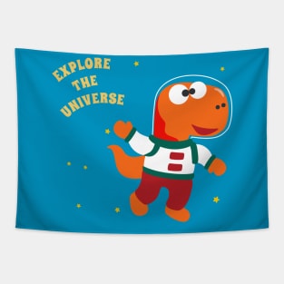 Funny dinosaur in space. Dinosaur in outer space Tapestry