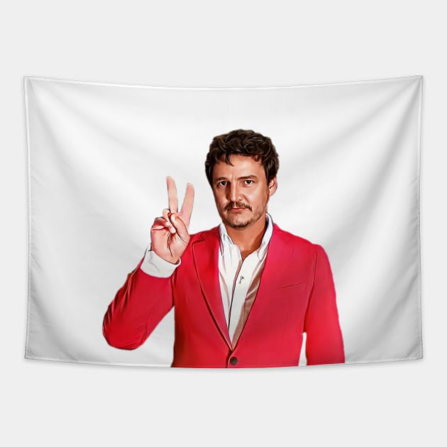 Peace Pedro Pascal Tapestry by Live Together