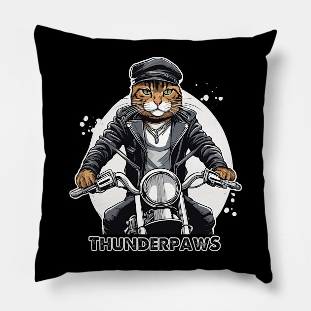 Thunderpaws Biker Cat Pillow by Kingrocker Clothing