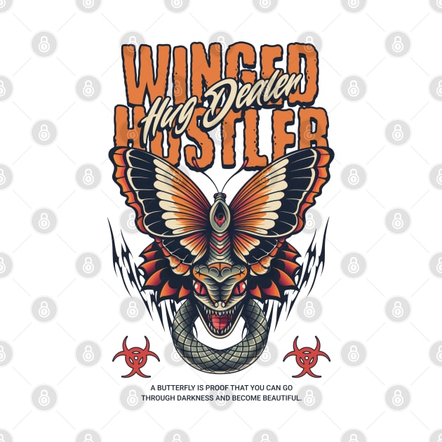 Winged Hustler Hug Dealer Snake Butterfly by Odetee