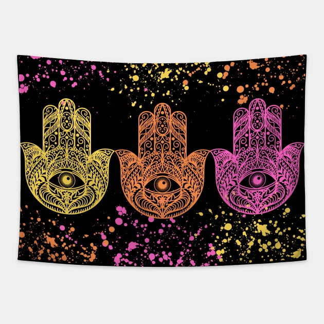 Trippy Hamsa Tapestry by Hypnotic Highs