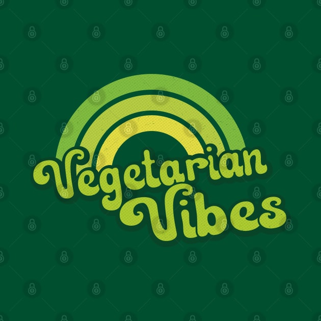 Vegan Vibes Retro Rainbow Green by Jitterfly