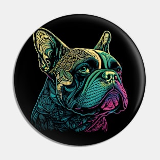 French Bulldog - Frenchie Watercolor Painting Portrait Art Pin