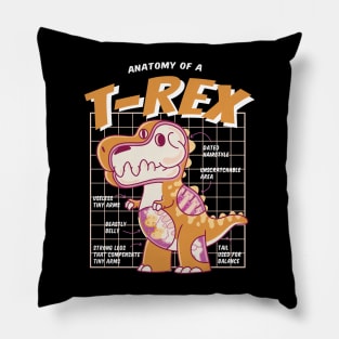 Anatomy Of A T-Rex Funny Dinosaur Design Cute Tyrannosaurus Pillow