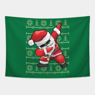 Dabbing Black Santa Ugly Christmas Design Tapestry