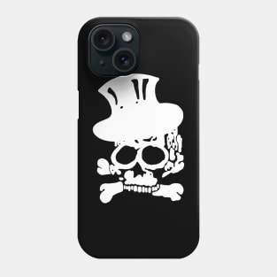 White Skull and Crossbones with Top Hat Phone Case