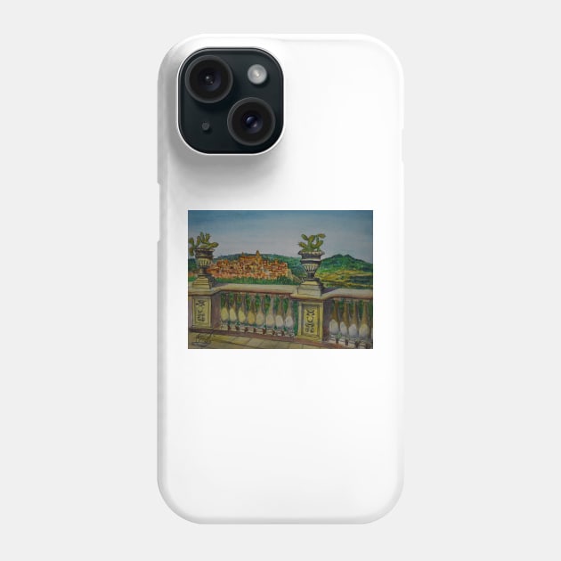 Watercolor Sketch. A View of Calascibetta from Belvedere Park of Enna Phone Case by IgorPozdnyakov