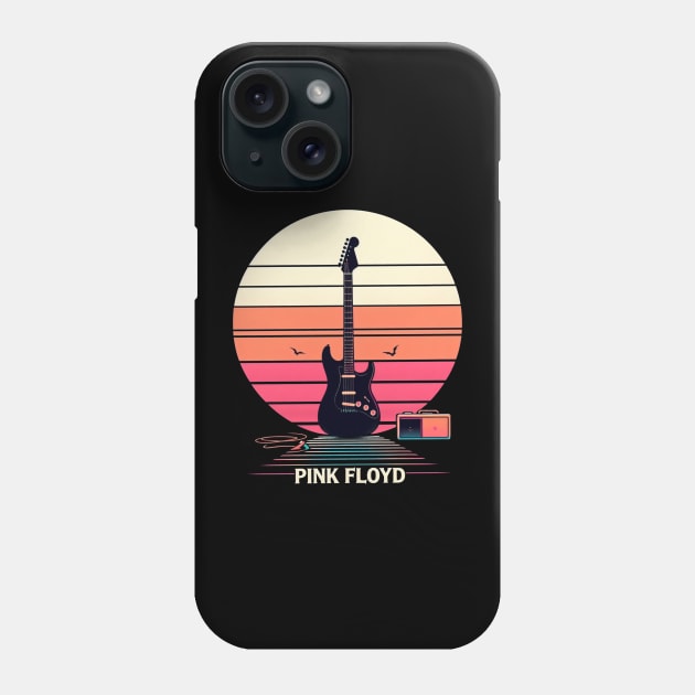 Pink Floyd Retro Guitar and Moon Phone Case by DarkWave