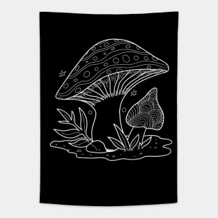 Line Art Design Mushroom Tapestry