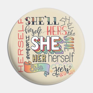 Pronoun Cloud - She Pin