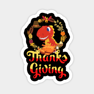 Dinosaurs Happy Thanksgiving Day Magnet