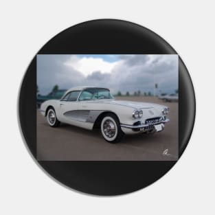 Misty White Vette Pin