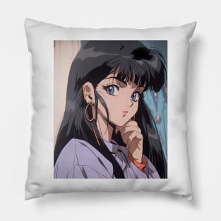 Anime Girl - Violet Eyes - AI Art Pillow