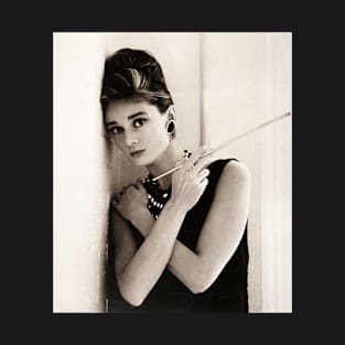 Audrey Hepburn Cigarette Photo T-Shirt