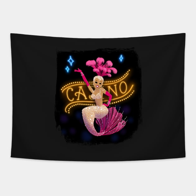 Sparkling Pink Showgirl Mermaid Tapestry by 513KellySt