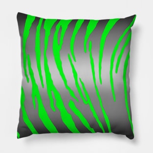 Silver Tiger Stripes Green Pillow