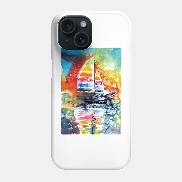 Sailboat at sunset Phone Case by kovacsannabrigi