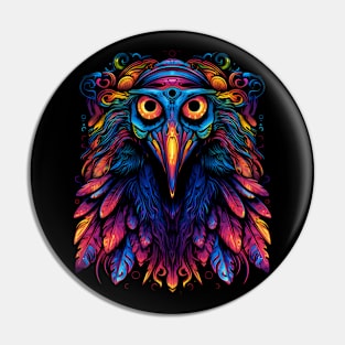 Psychedelic DMT Art Crow Portrait Pin