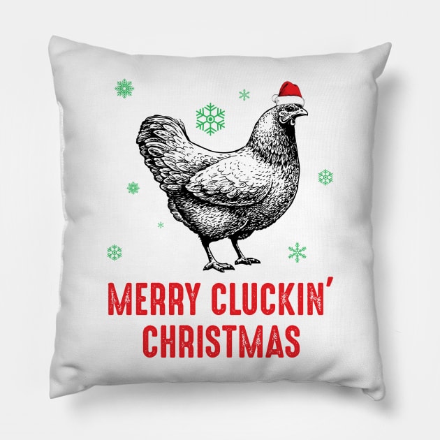 Merry Cluckin' Christmas Chicken Lover Pillow by LotusTee