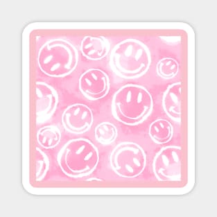 Pink Tie-Dye Smileys Magnet