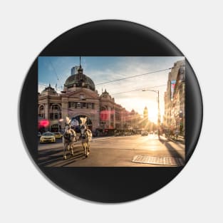 Horse and Cart at Flinders St Station Pin