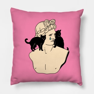 Greek God Black Cat in pink Pillow